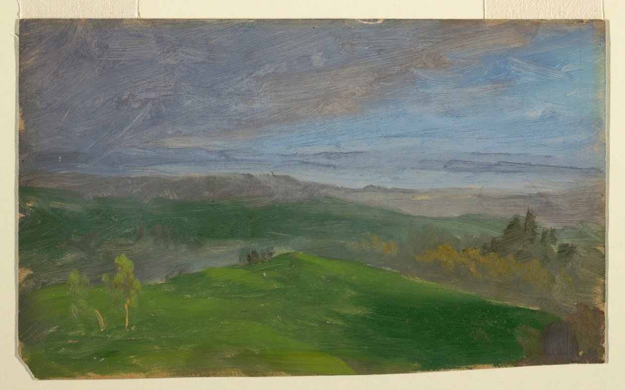 Tegning, sommerutsikt, Hudson Valley, New York, 1870–80 av Frederic Edwin Church