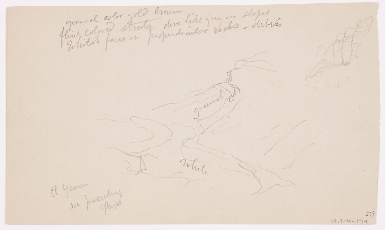 Tegning, El Yemen-dalen, 20. februar 1868 av Frederic Edwin Church