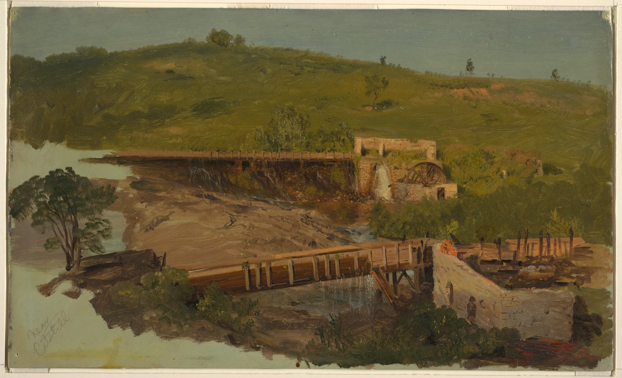 Hill with Viaducts and Ruined Mills, nær Catskill, New York av Frederic Edwin Church