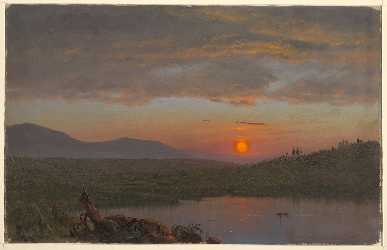 Hudson Valley, New York ved solnedgang av Frederic Edwin Church