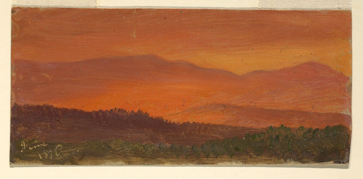 Hudson Valley og Distant Mountains ved solnedgang av Frederic Edwin Church