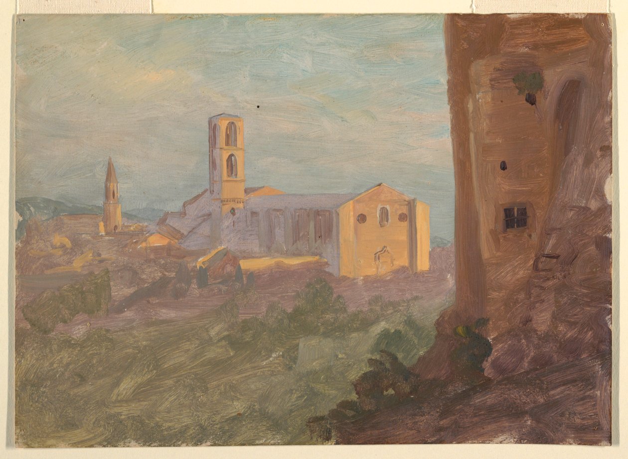 italiensk eller sveitsisk by av Frederic Edwin Church