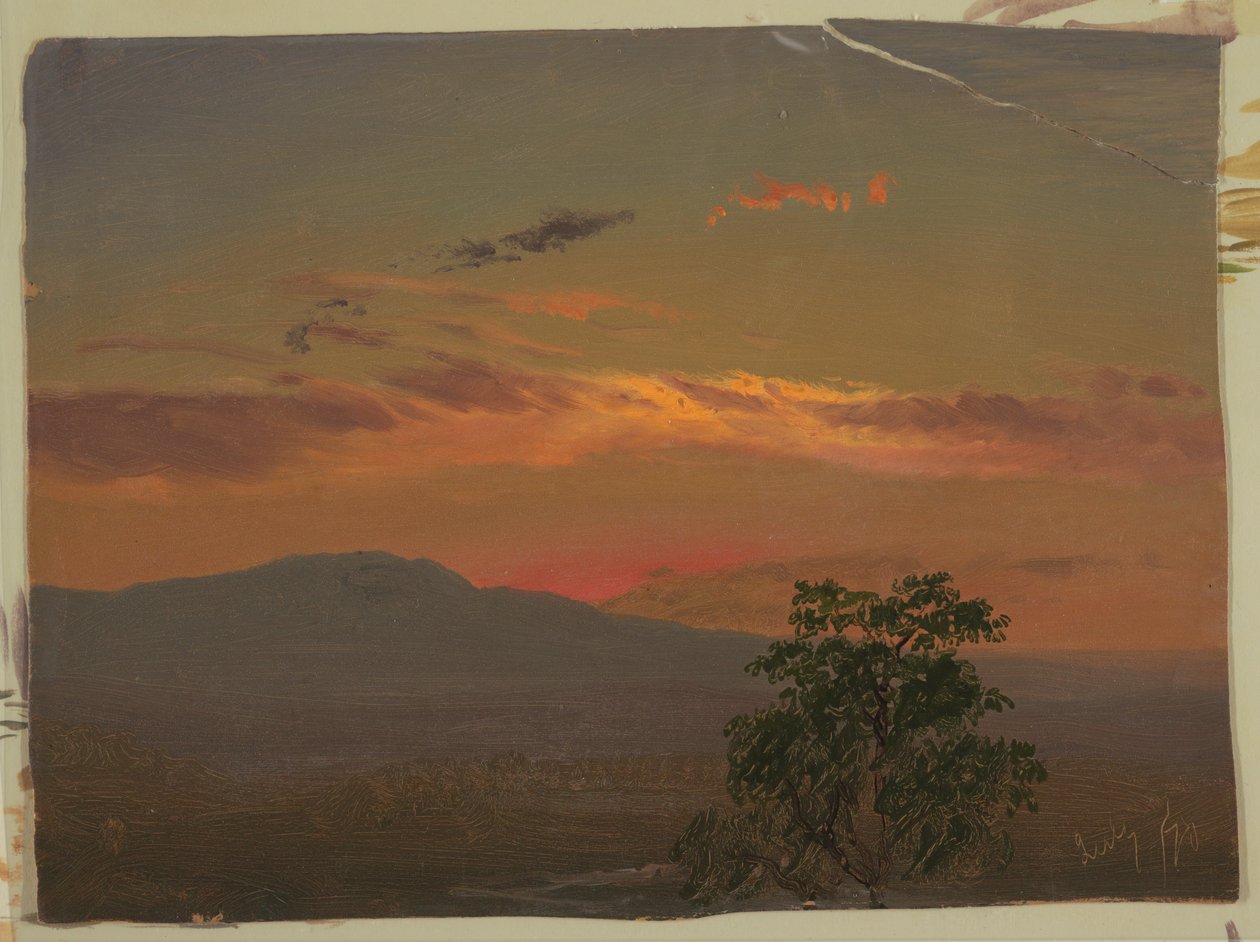 Landskap ved solnedgang, Hudson, N.Y. av Frederic Edwin Church