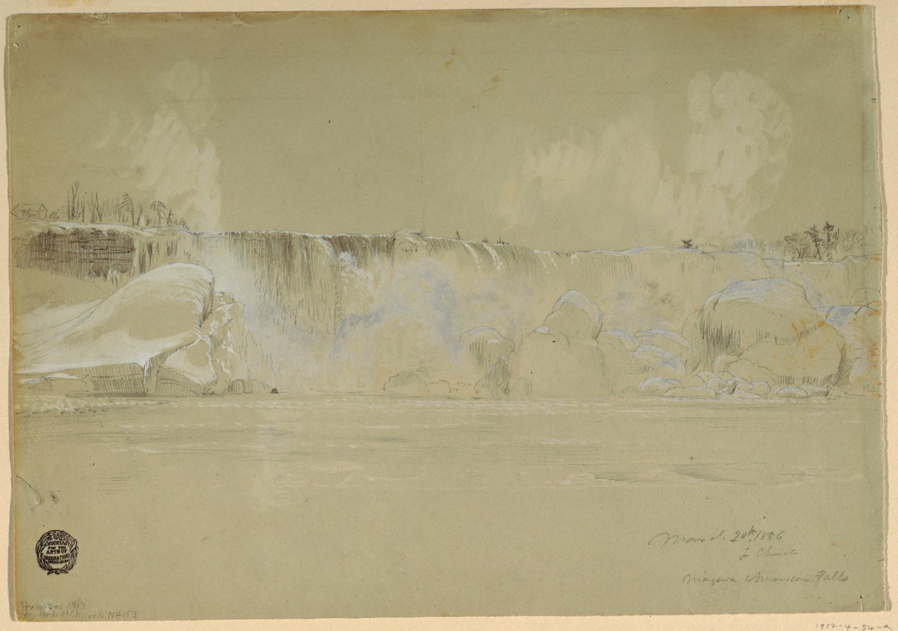 Niagara Falls i snø, fra nordvest av Frederic Edwin Church