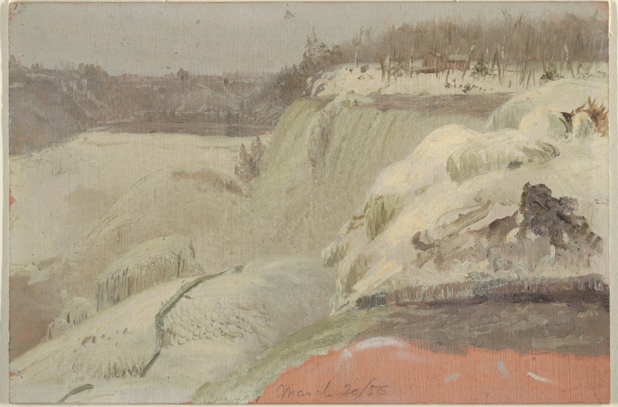 Niagara Falls in the Snow, sett fra Goat Island av Frederic Edwin Church