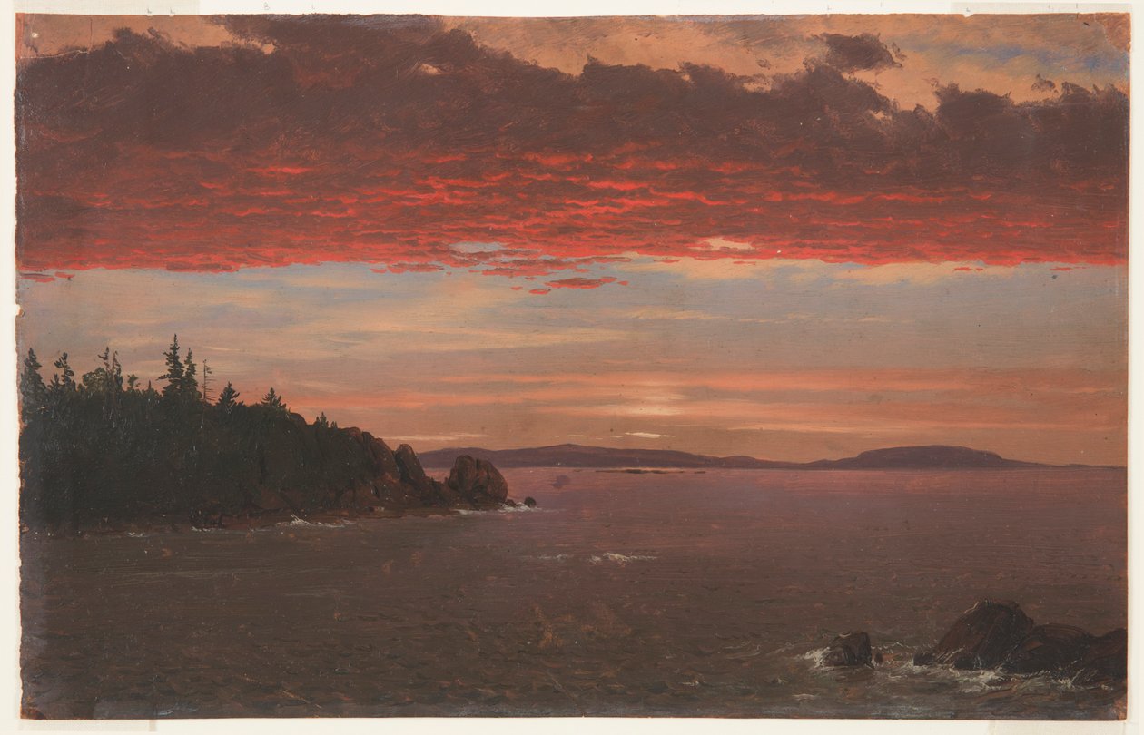 Schoodic-halvøya fra Mount Desert ved soloppgang av Frederic Edwin Church