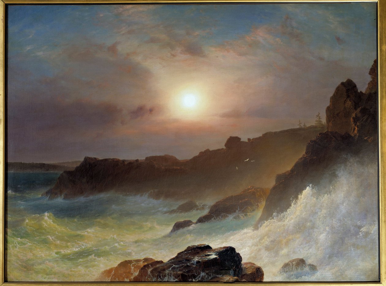 Soloppgang på Maine-kysten i USA i 1863. Maleri av Frederic Church (1826-1900) Ec. Bitter. av Frederic Edwin Church