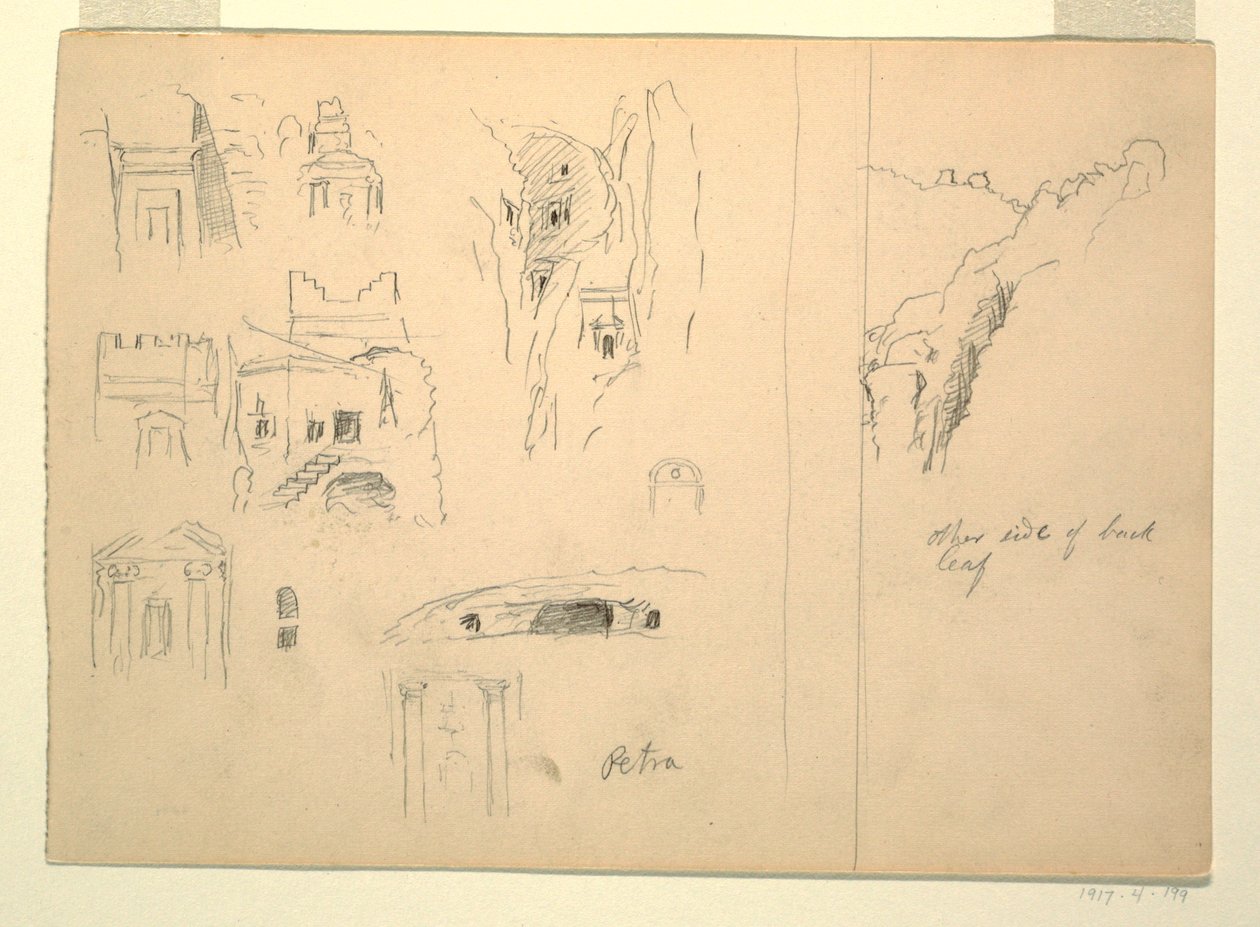 Ti studier av graver og utsikt over steiner, Petra, Jordan av Frederic Edwin Church