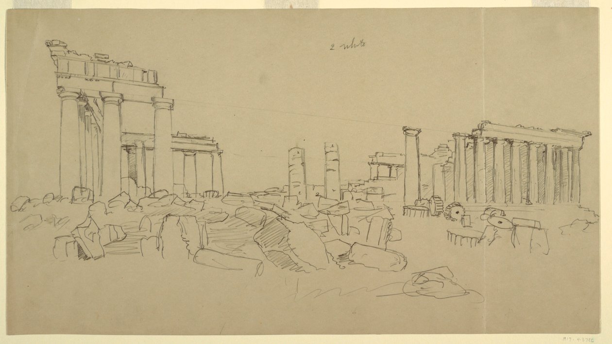 Utsikt over Parthenon og omliggende ruinfragmenter fra Vesten, Athen, Hellas av Frederic Edwin Church