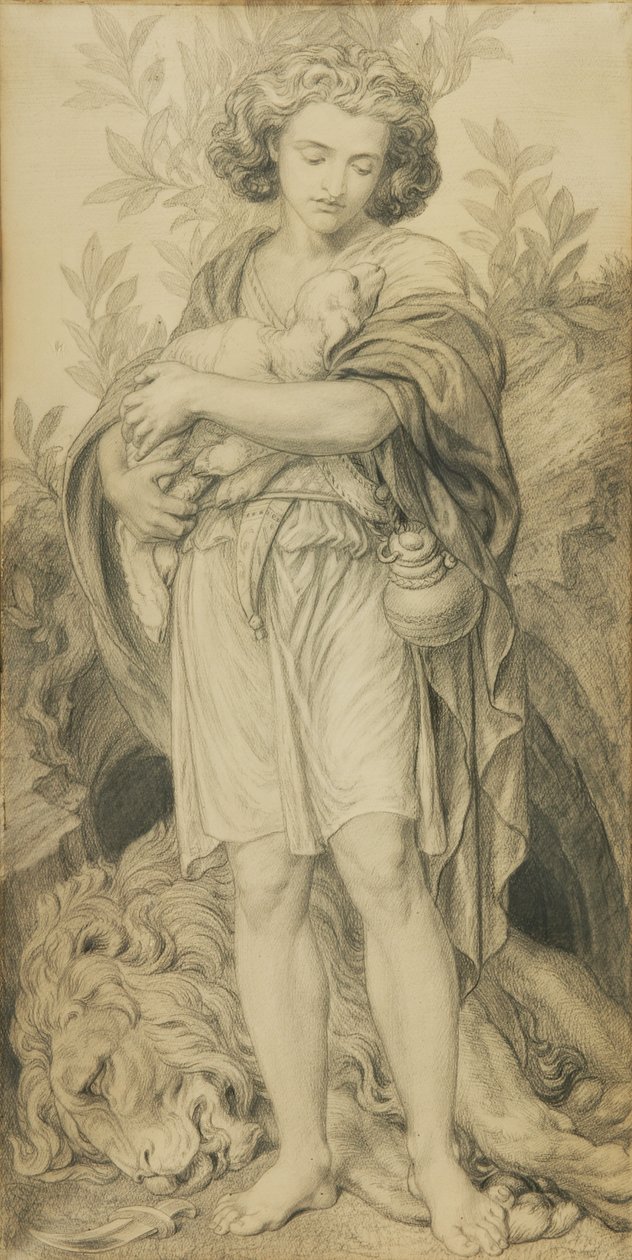 Søsterlig hjelp (blyant på papir) av Frederic James Shields