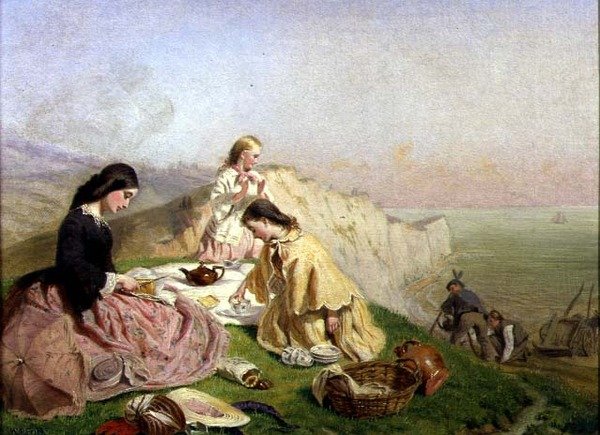 The Picnic on a Clifftop (olje på lerret) av Frederic James Shields