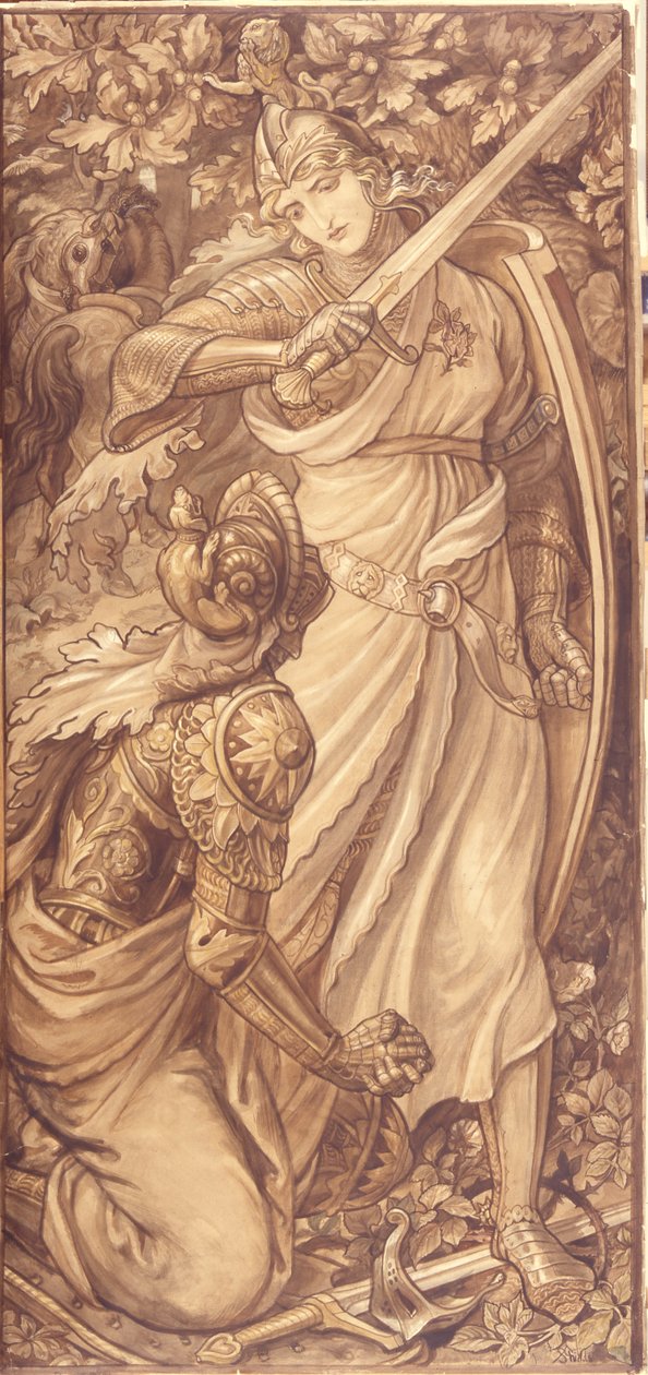 The Victor (akvarell og blyhvit forhøyning på papir) av Frederic James Shields