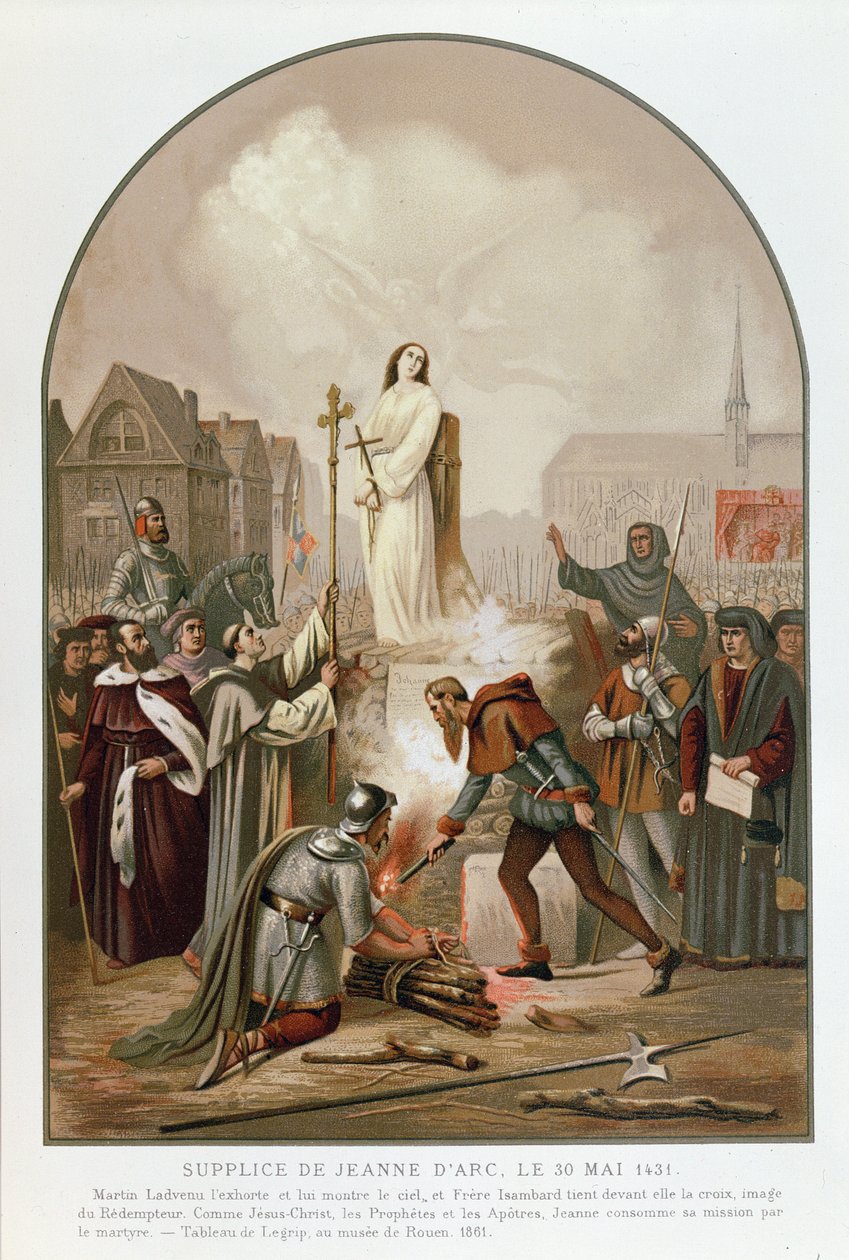 Jeanne d'Arc ved bålet, 30. mai 1431, 1861 av Frederic Legrip