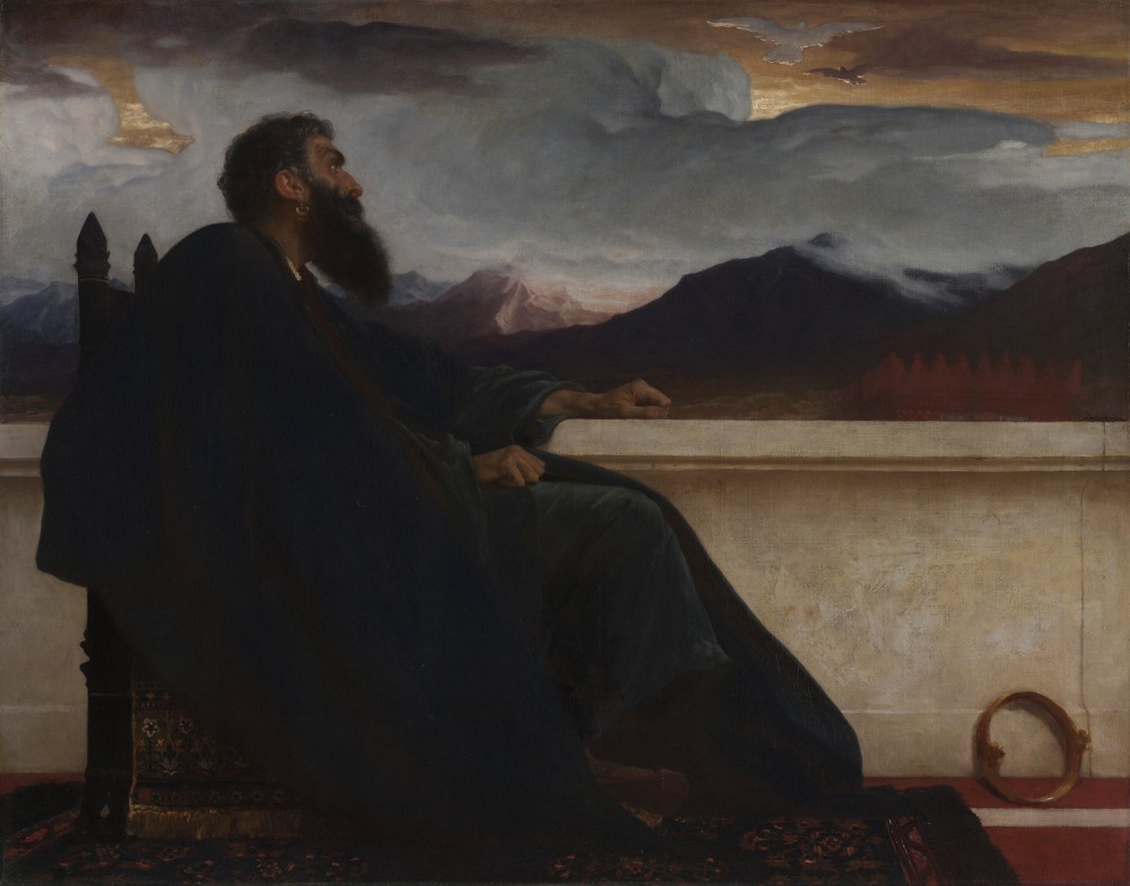 David: "Å, at jeg hadde vinger som en due! For da ville jeg fly bort og være i ro." Salme 55:6, 1865 av Frederic Leighton