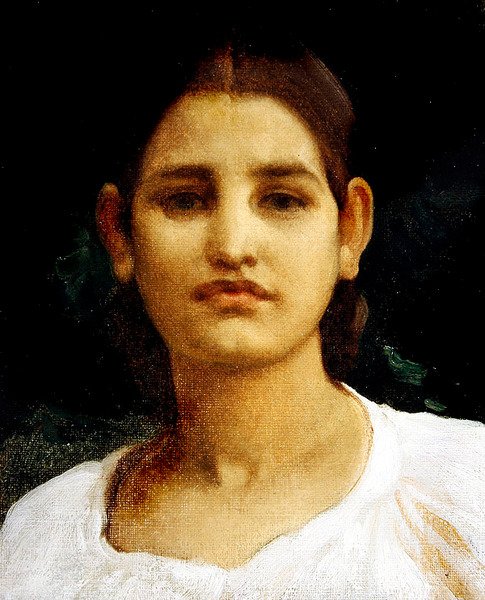 Head of a Girl (olje på lerret) av Frederic Leighton