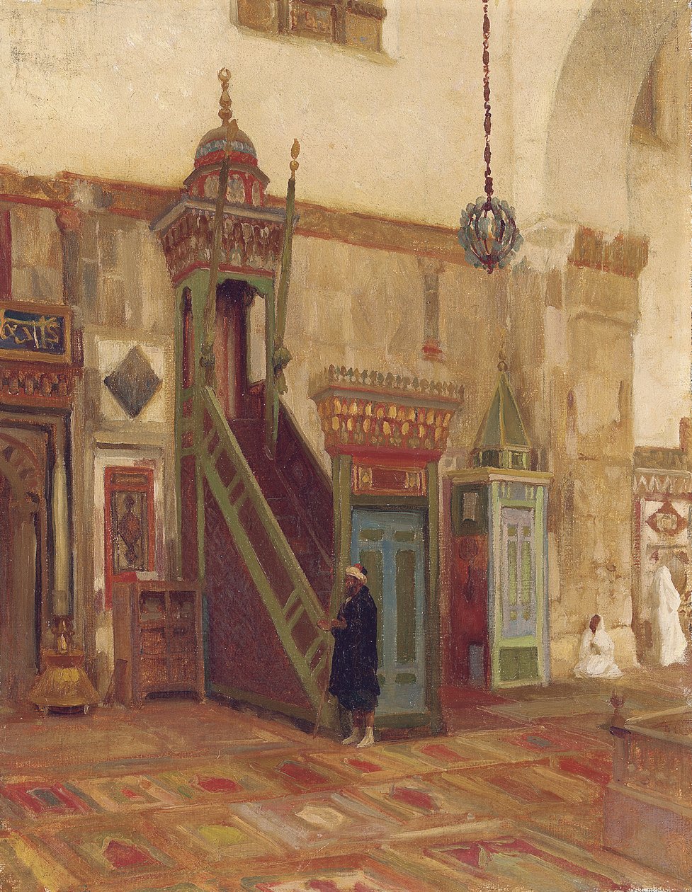 Interiør i en moske i Mimbar i den store moskeen i Damaskus av Frederic Leighton
