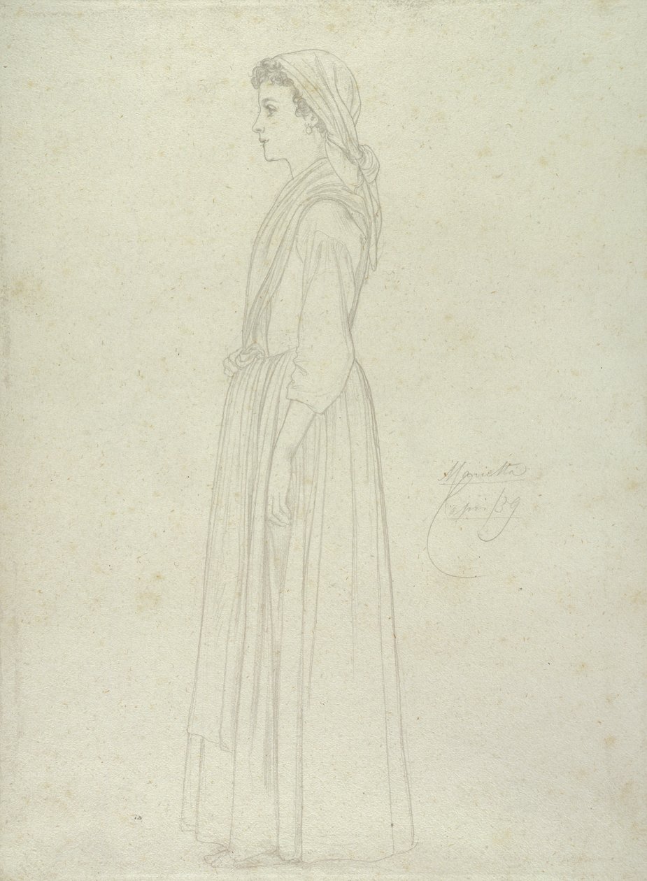 Marietta, Capri, 1859 (grafitt på papir) av Frederic Leighton