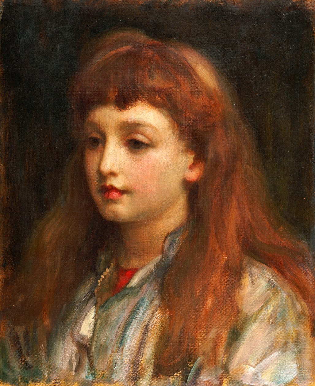 Portrett av en ung jente, hode og skuldre av Frederic Leighton