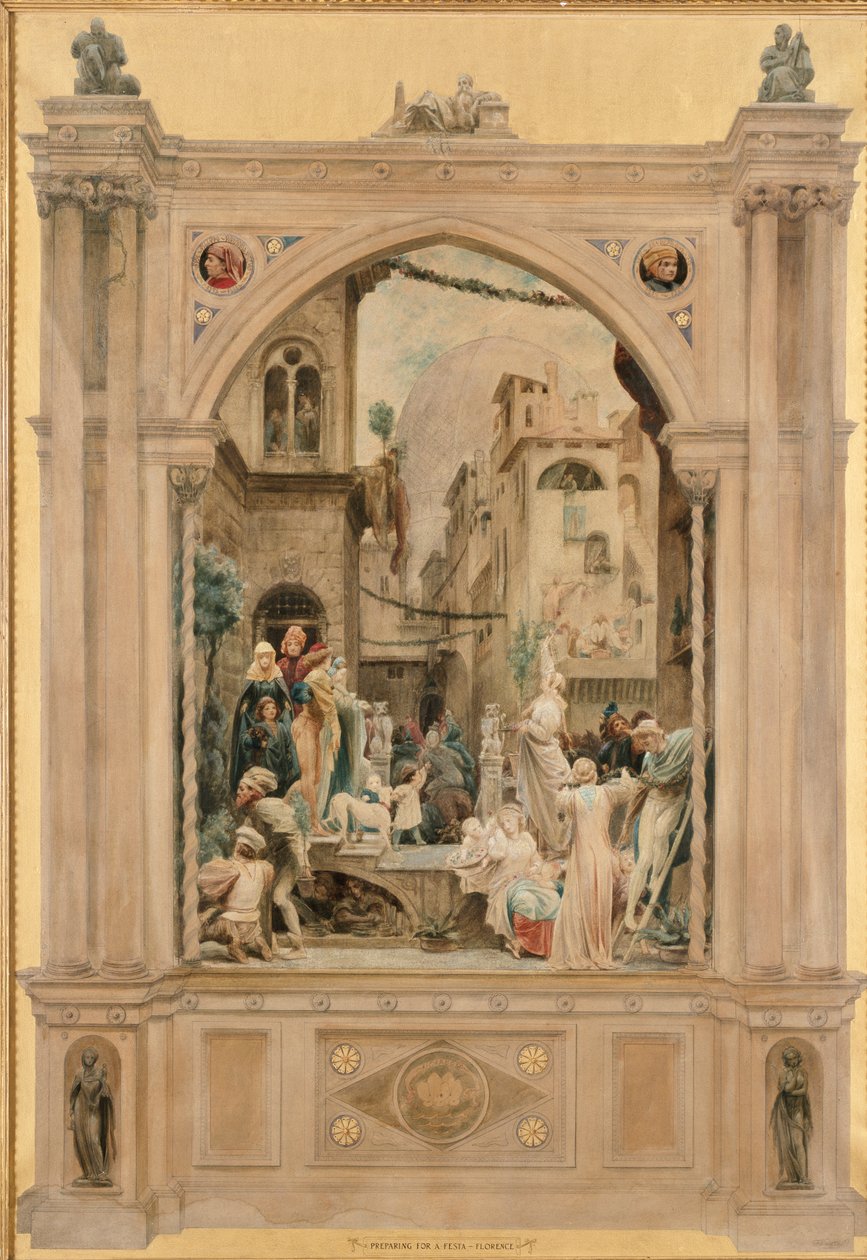 Forbereder til en Festa, Firenze, 1851 av Frederic Leighton