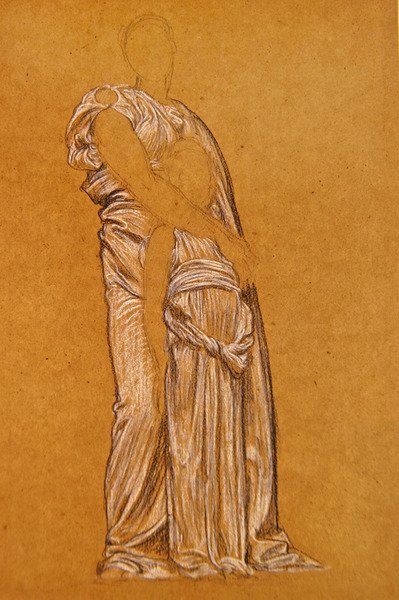 Study for the Dance (svart-hvitt kritt på papir) av Frederic Leighton