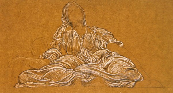 Study for the Dance (svart-hvitt kritt på papir) av Frederic Leighton