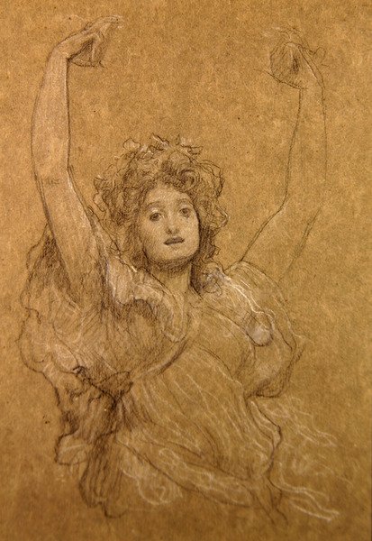 Studie av en dansende jente (svart-hvitt kritt på papir) av Frederic Leighton