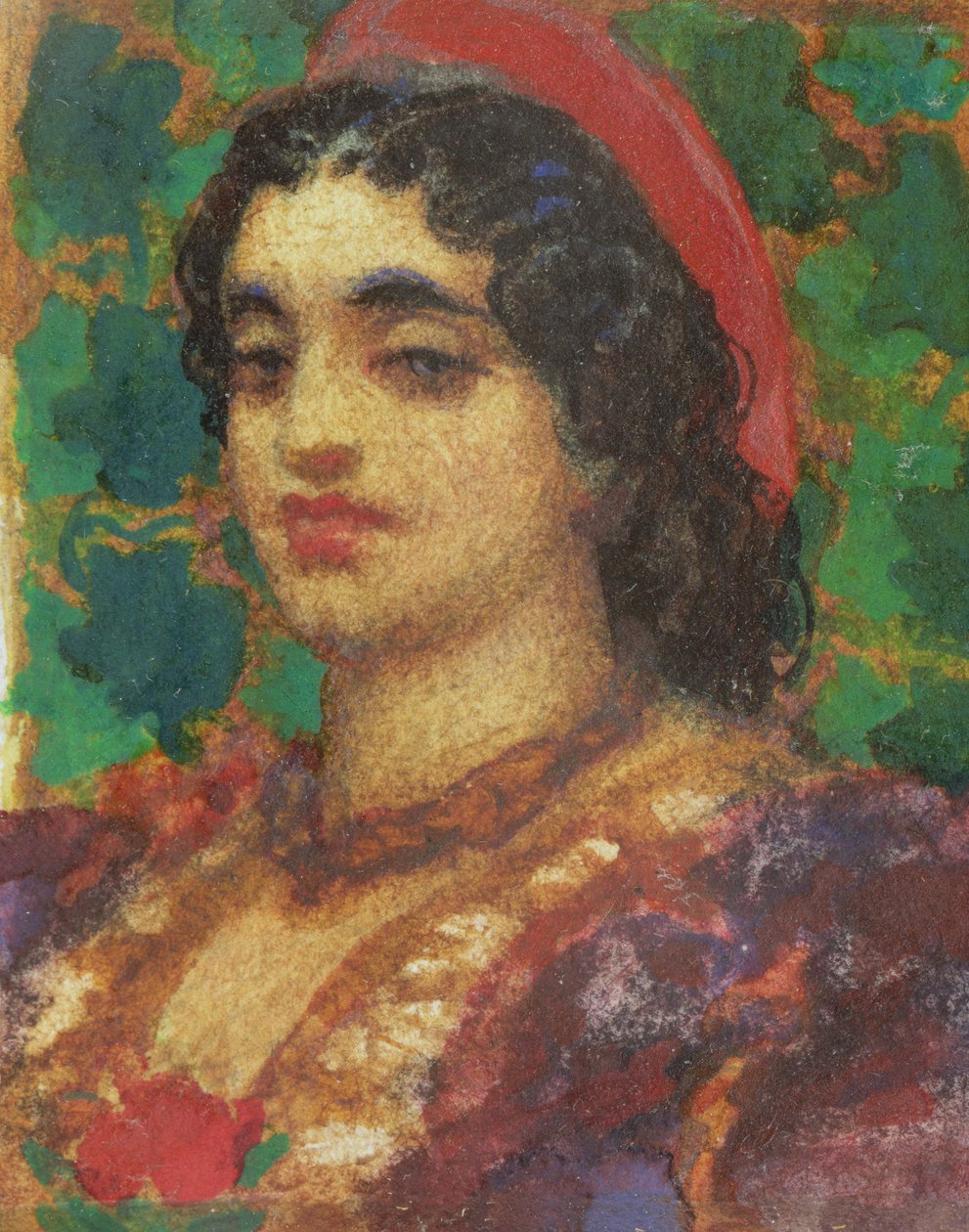 Studie av en kvinnes hode (wc og kroppsfarge på papir) av Frederic Leighton
