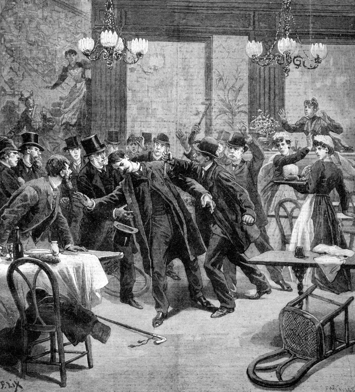 Angrep mot M Georgewitch, Serbias minister i Paris 1893 av Frederic Lix