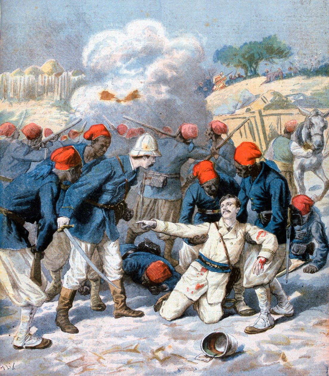 Løytnant Lecerfs død, slaget ved Napa, Nigeria, 1894 av Frederic Lix