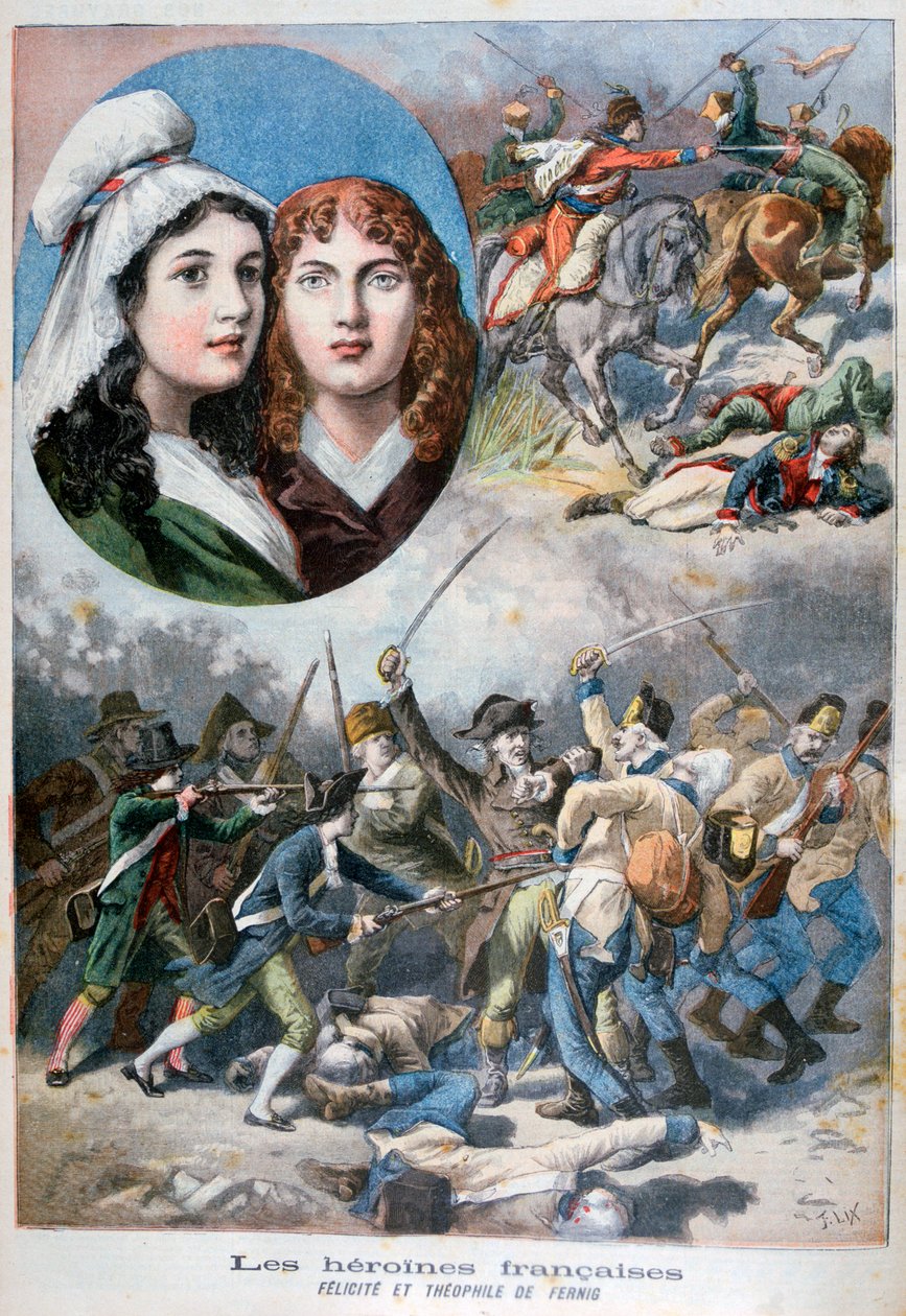 Felicite og Theophile de Fernig, franske heltinner, 1792, 1894 av Frederic Lix