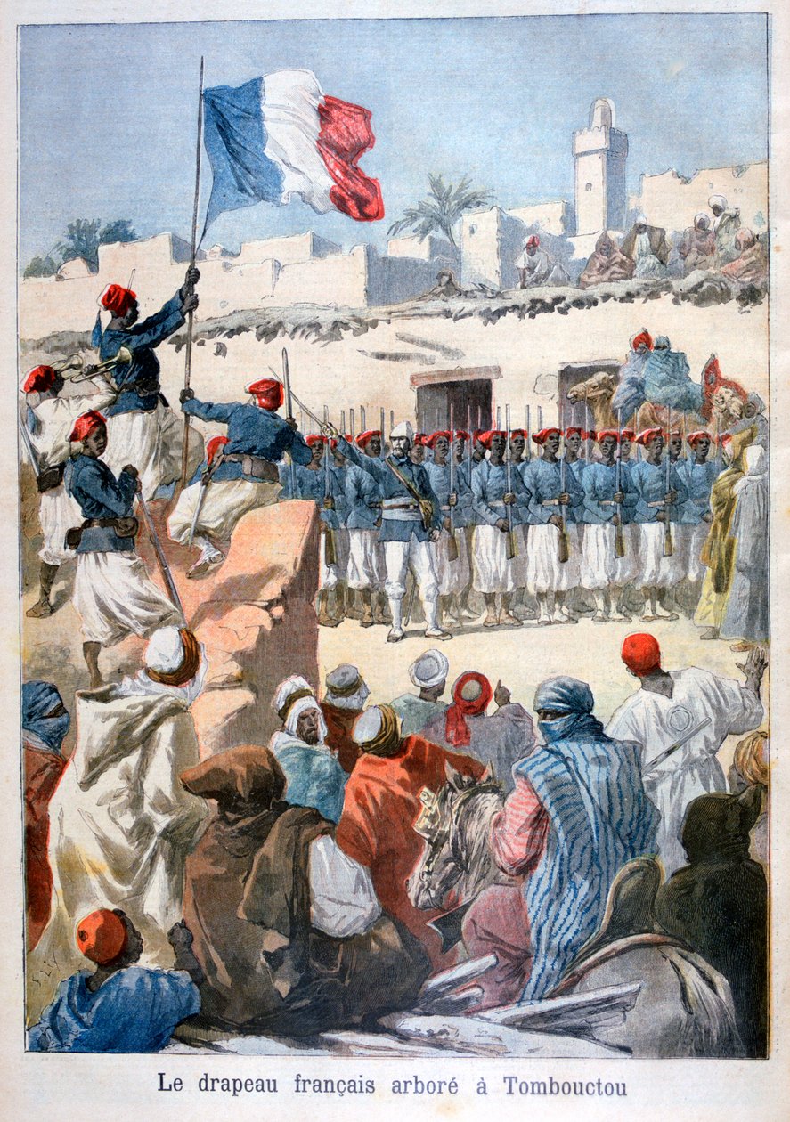 Heisingen av det franske flagget i Timbuktu, 1894 av Frederic Lix