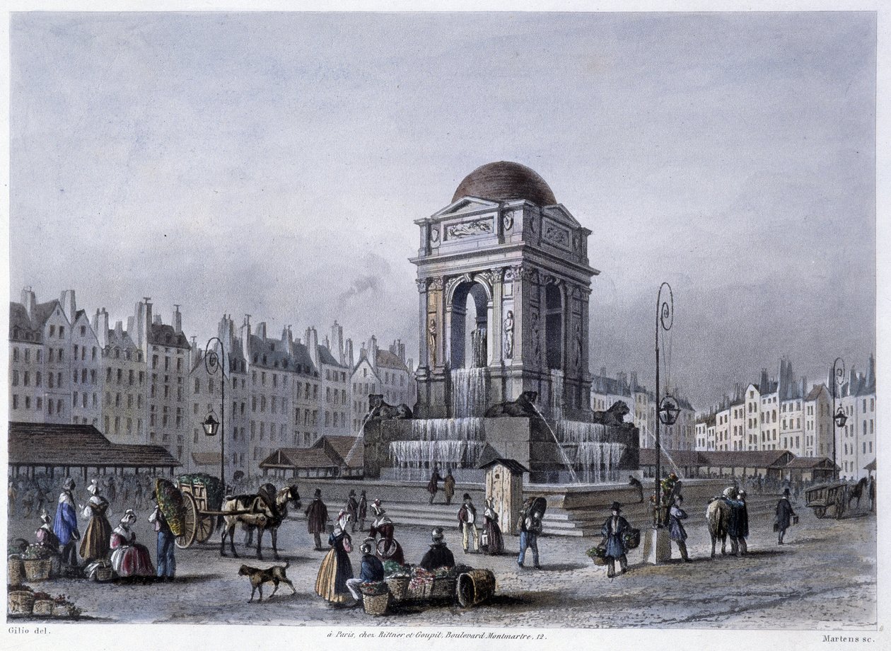Fontaine des Innocents - i "" Paris en 1832" av Martens av Frederic Martens