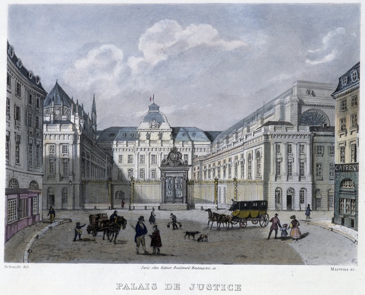 Palais de Justice - i "" Paris en 1832" av Martens av Frederic Martens