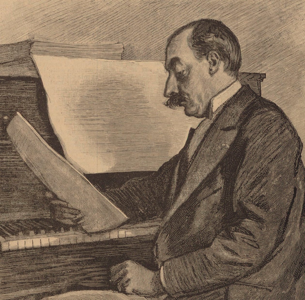 Portrett av pianist og komponist André Messager 1853-1929, 1891. av Frederic Regamey