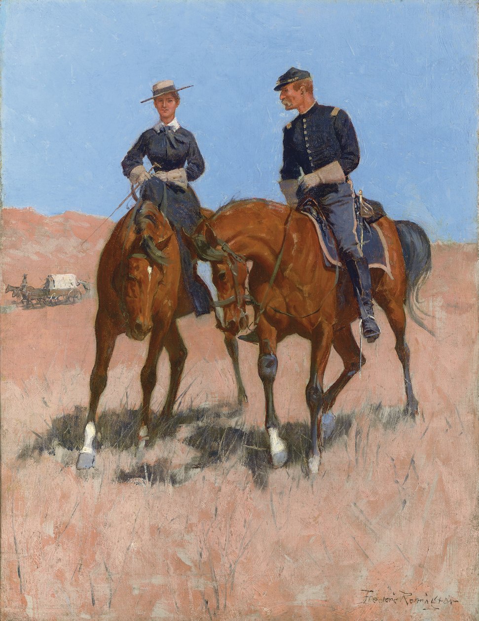 Belle McKeever og løytnant Edgar Wheelock, ca. 1899 av Frederic Remington