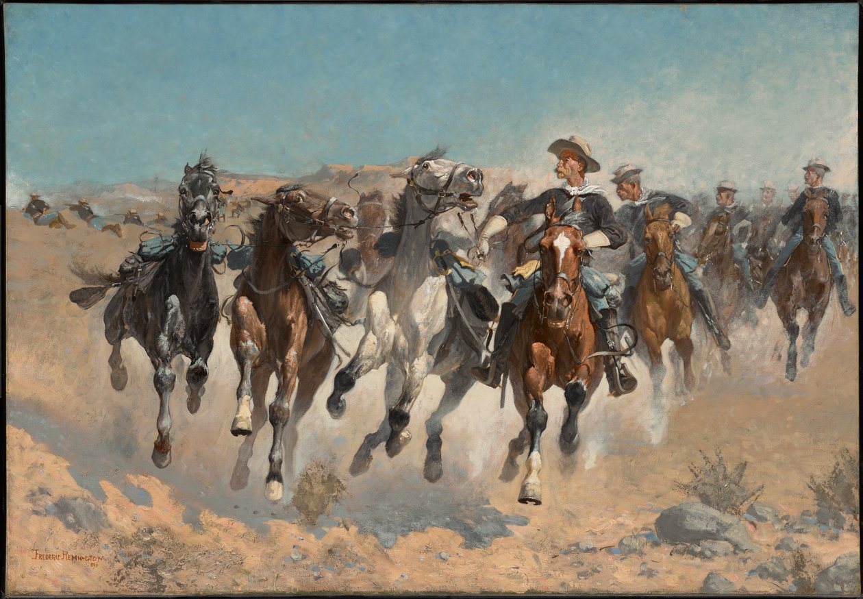 Avsittet: Soldatene fra det fjerde regimentet flytter de leide hestene av Frederic Remington