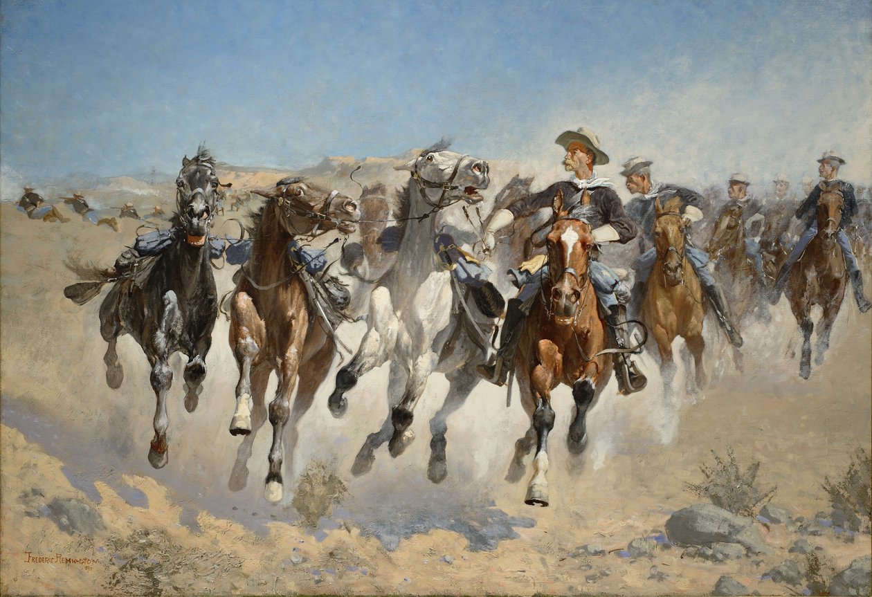 Demontert: The Fourth Troopers Moving the Led Horses, 1890 av Frederic Remington