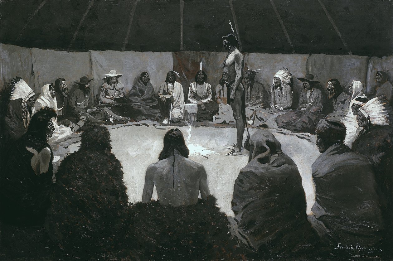 I Will Tell the White Man, ca. 1900 (olje på lerret) av Frederic Remington