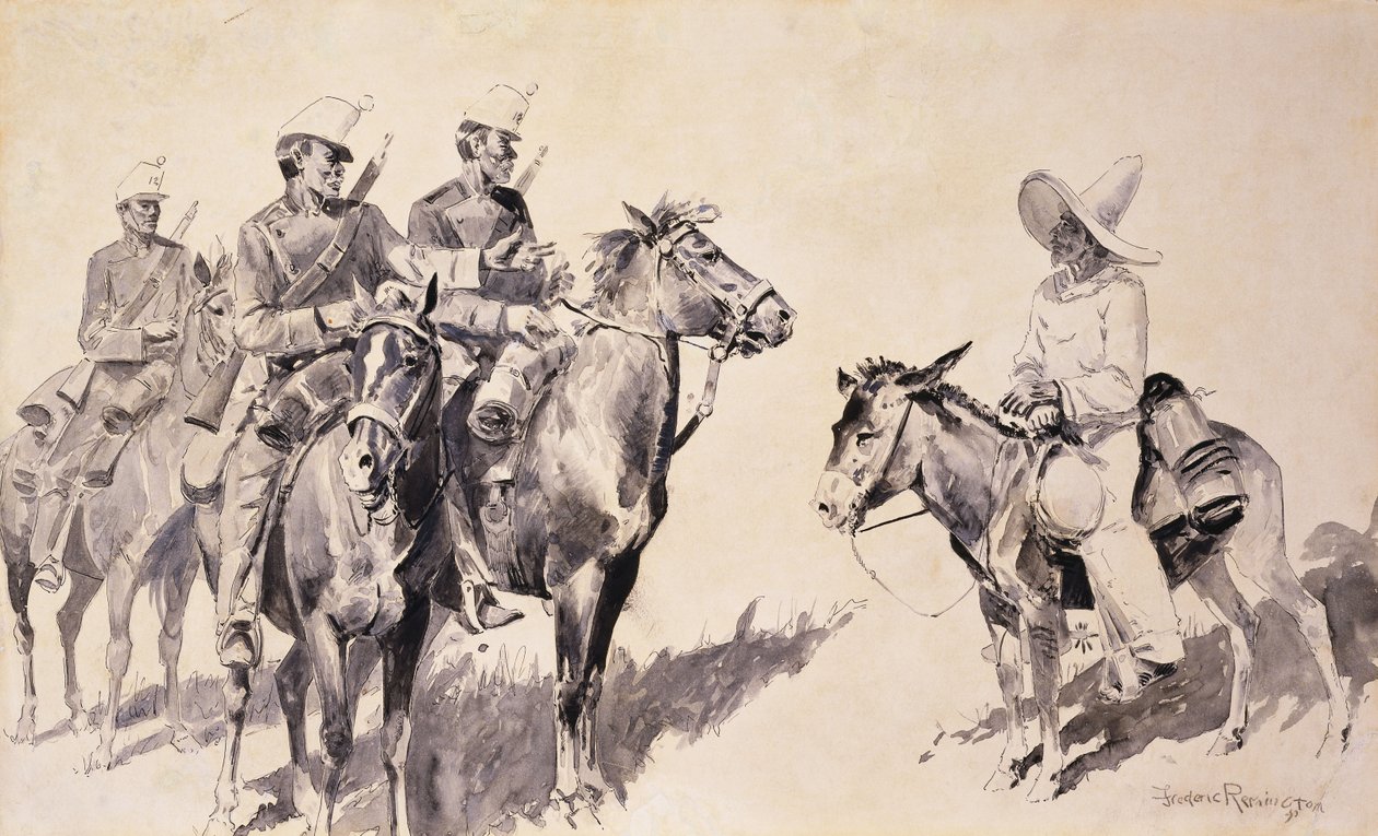 Meksikanske gendarmer spør om veien, 1890 av Frederic Remington
