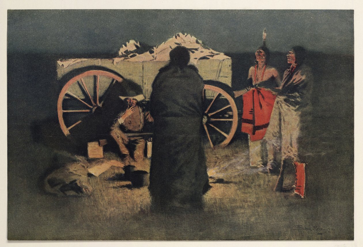 Night Camp, pub. 1905 av Frederic Remington
