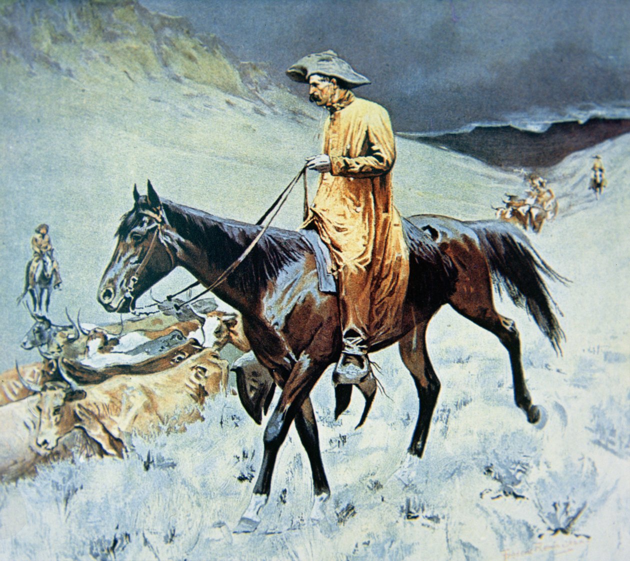 On The Trail (olje på lerret) av Frederic Remington