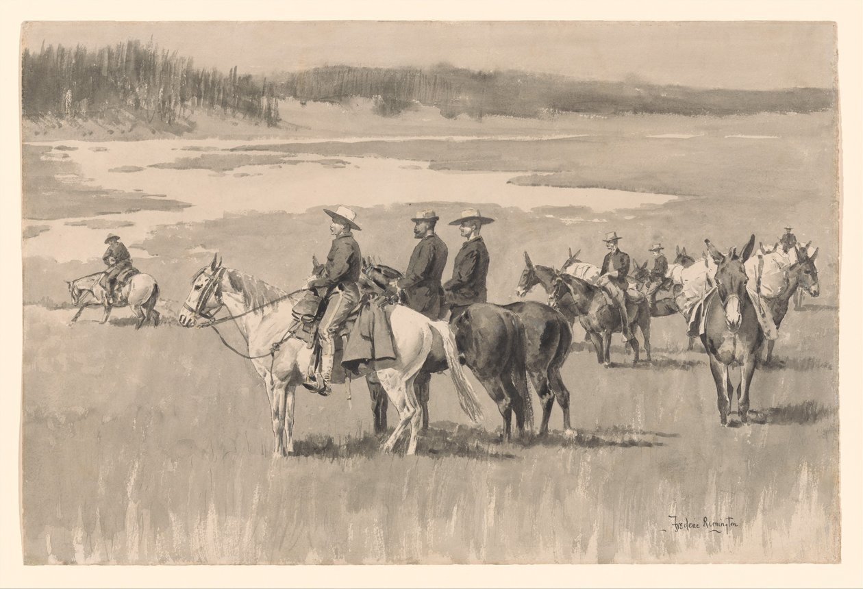 Ved elvens kilder - Burgess finner et vadested av Frederic Remington