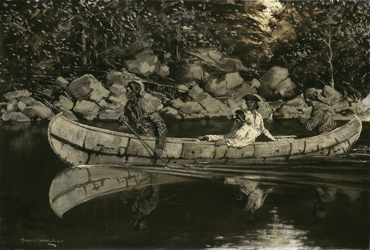 Padling av den sårede britiske offiseren, 1897 av Frederic Remington