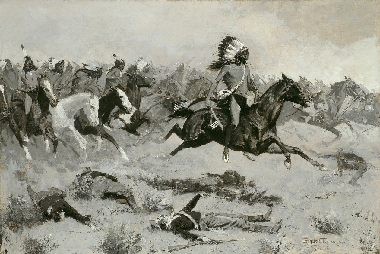 Rushing Red Lodges passerte gjennom linjen, ca. 1900. av Frederic Remington