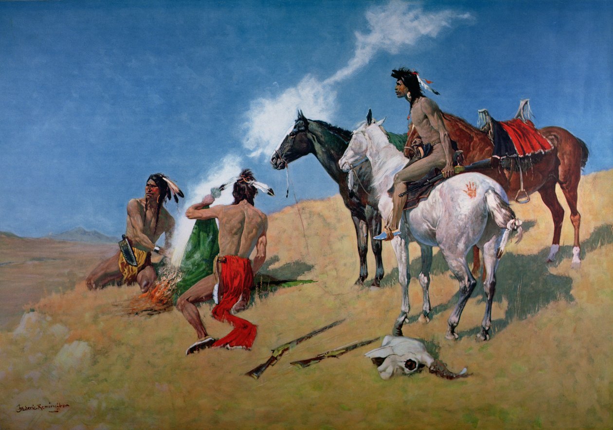 Smoke Signals (olje på lerret) av Frederic Remington
