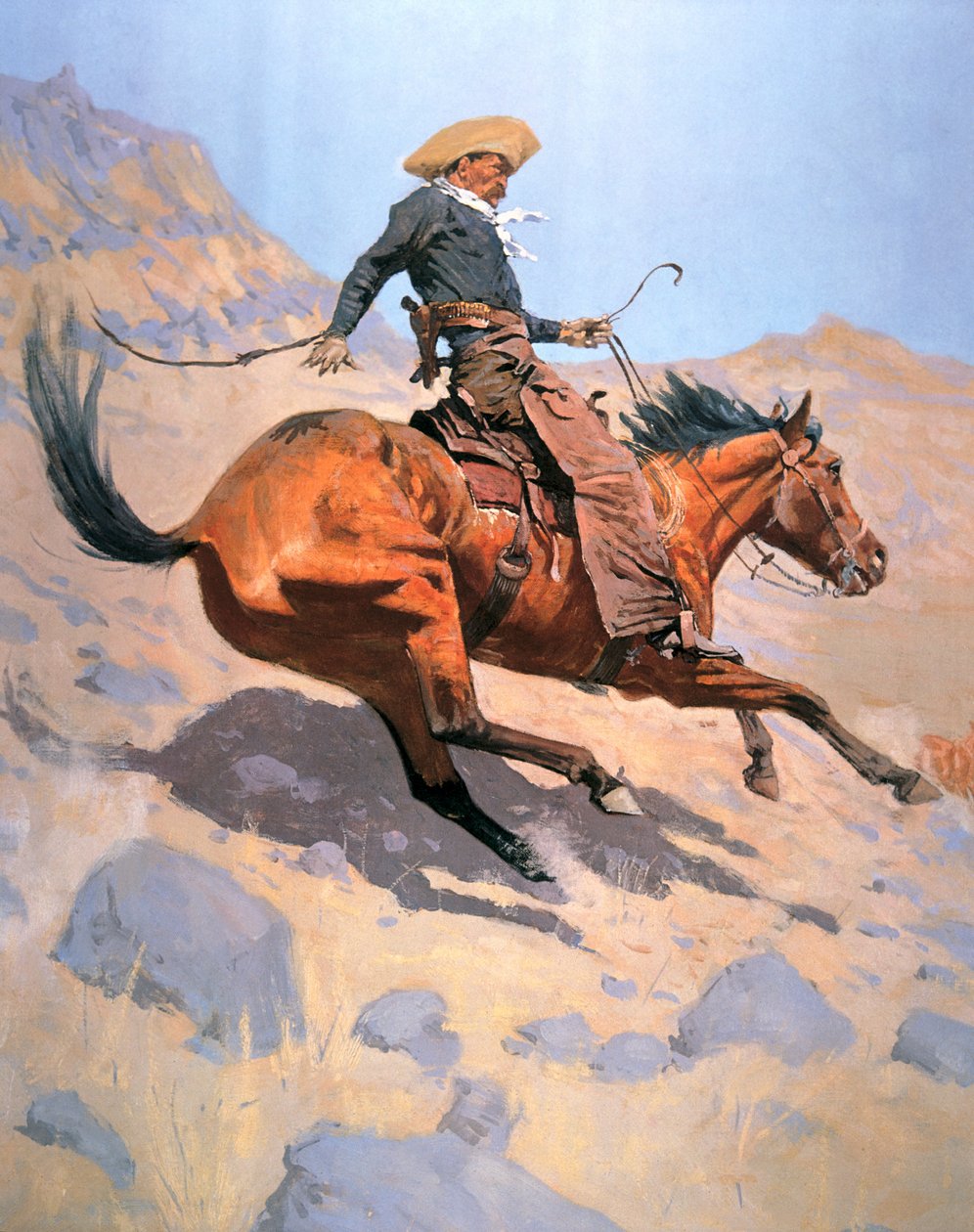 The Cowboy (olje på lerret) av Frederic Remington