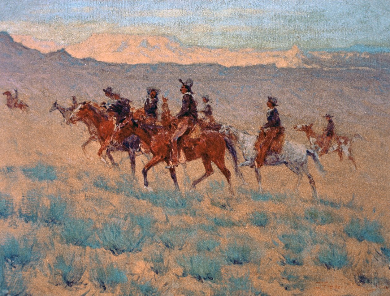 The Cowpunchers (akvarell på papir) av Frederic Remington