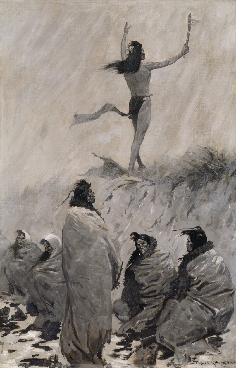 Ildspiseren løftet armene mot tordenfuglen av Frederic Remington