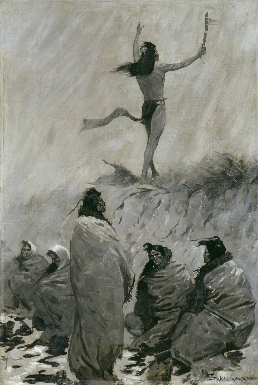 Ildspiseren løftet armene til tordenfuglen, ca. 1900 av Frederic Remington
