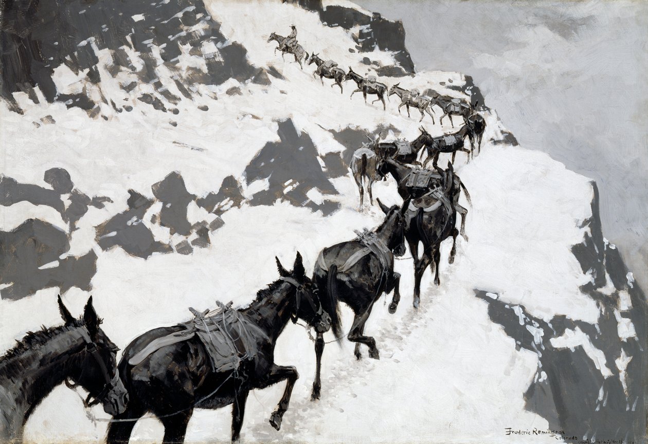 The Mule Pack (Et malmtog som går inn i sølvgruvene, Colorado) 1901 av Frederic Remington